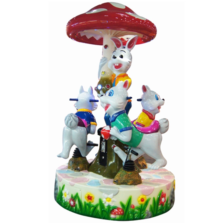 Rabbit style 3 players kid carousel ride for kids playground