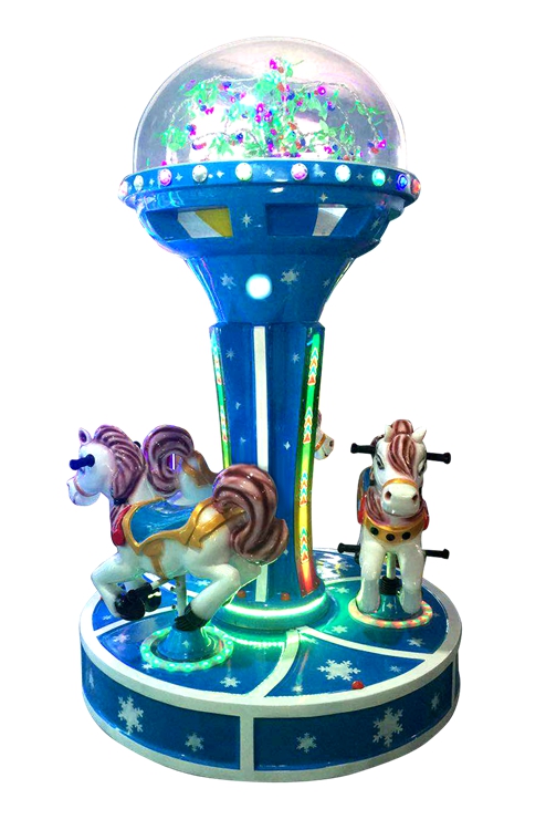 Cute and lovely 3 player go round kid ice and snow carousel